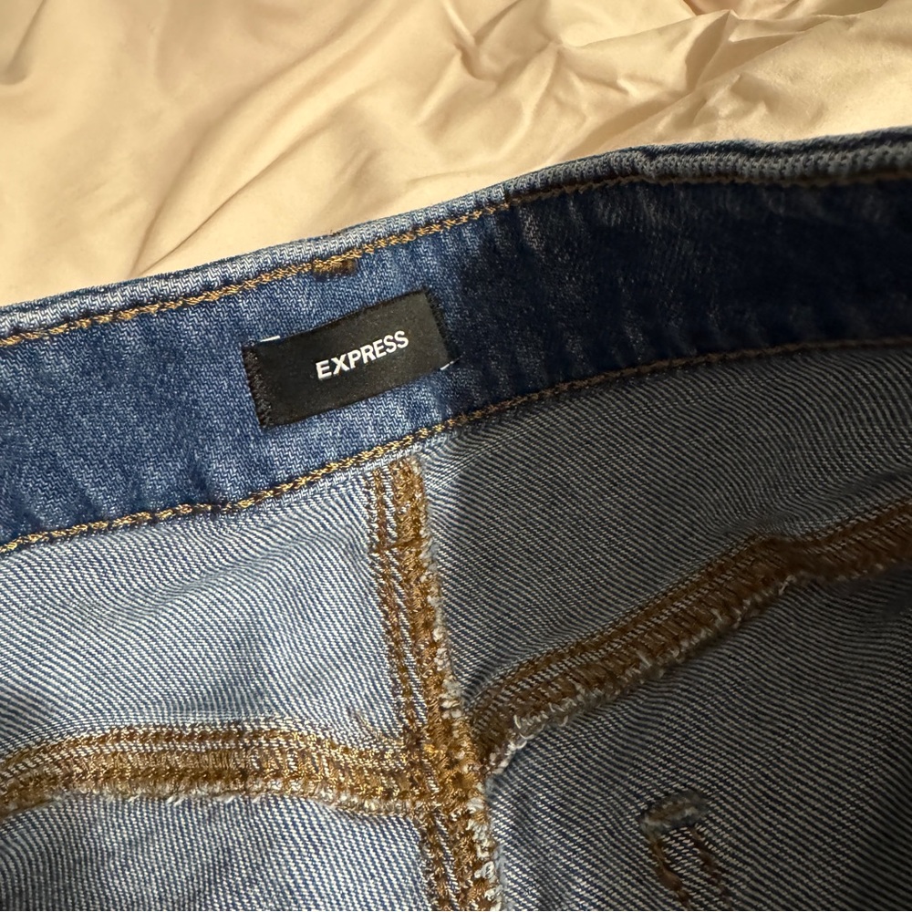 Express Deep Blue Baggy Low Rise Stretch Jeans - Picture 5 of 9